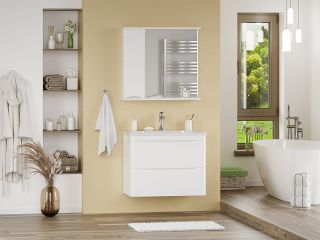 Зеркальный шкаф с подсветкой Misty Атлантик левый 80см белый